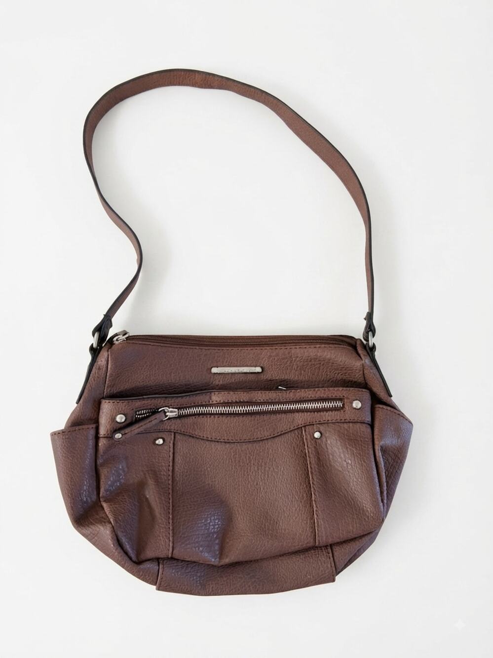Jaclyn Smith Brown Faux Leather Crossbody Shoulder Bag Purse Handbag MultiPocket